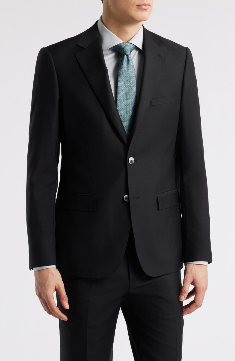 ZANETTI Matteo Slim Fit Black Wool Suit, Alternate, color, Black