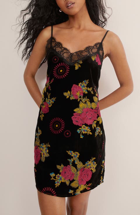 Lace Trim Devoré Minidress
