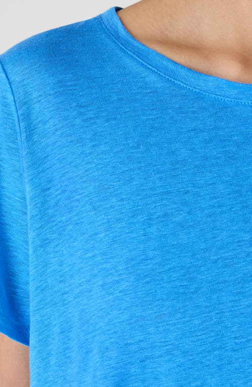 Eileen Fisher Crewneck Organic Linen Jersey Tee In Azure