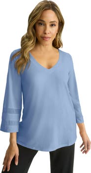 Jessica London Stretch Knit Mesh Inset Sleeve Tunic