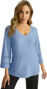 Jessica London Stretch Knit Mesh Inset Sleeve Tunic