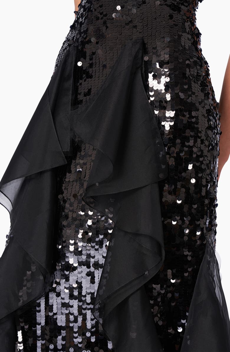 Carolina Herrera Sequin Ruffle Gown, Alternate, color, 