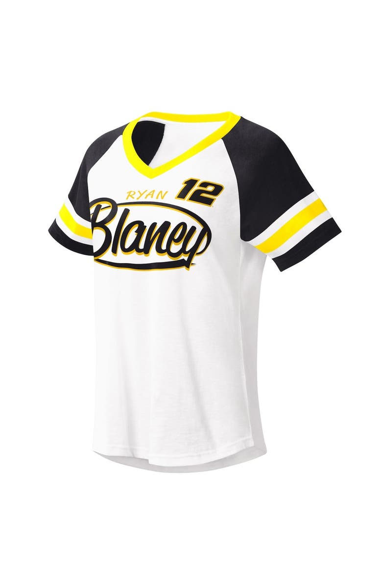 G-III 4HER BY CARL BANKS Women's G-III 4Her by Carl Banks White/Black Ryan Blaney Circus Catch V-Neck T-Shirt, Alternate, color, 
