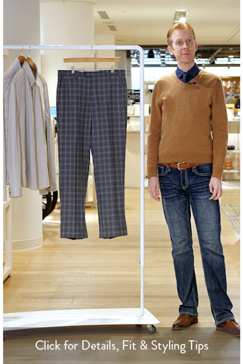 Devon Flat Front Plaid Wool Dress Pants video