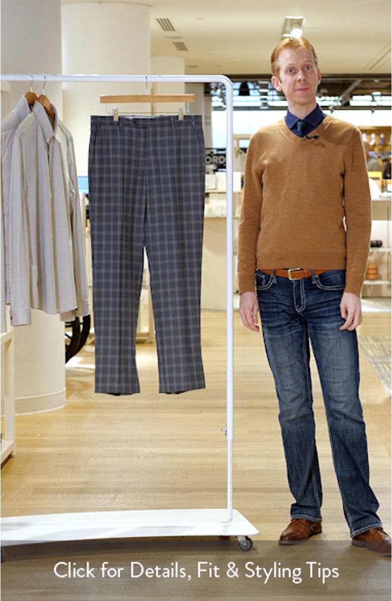 Devon Flat Front Plaid Wool Dress Pants, sales video thumbnail