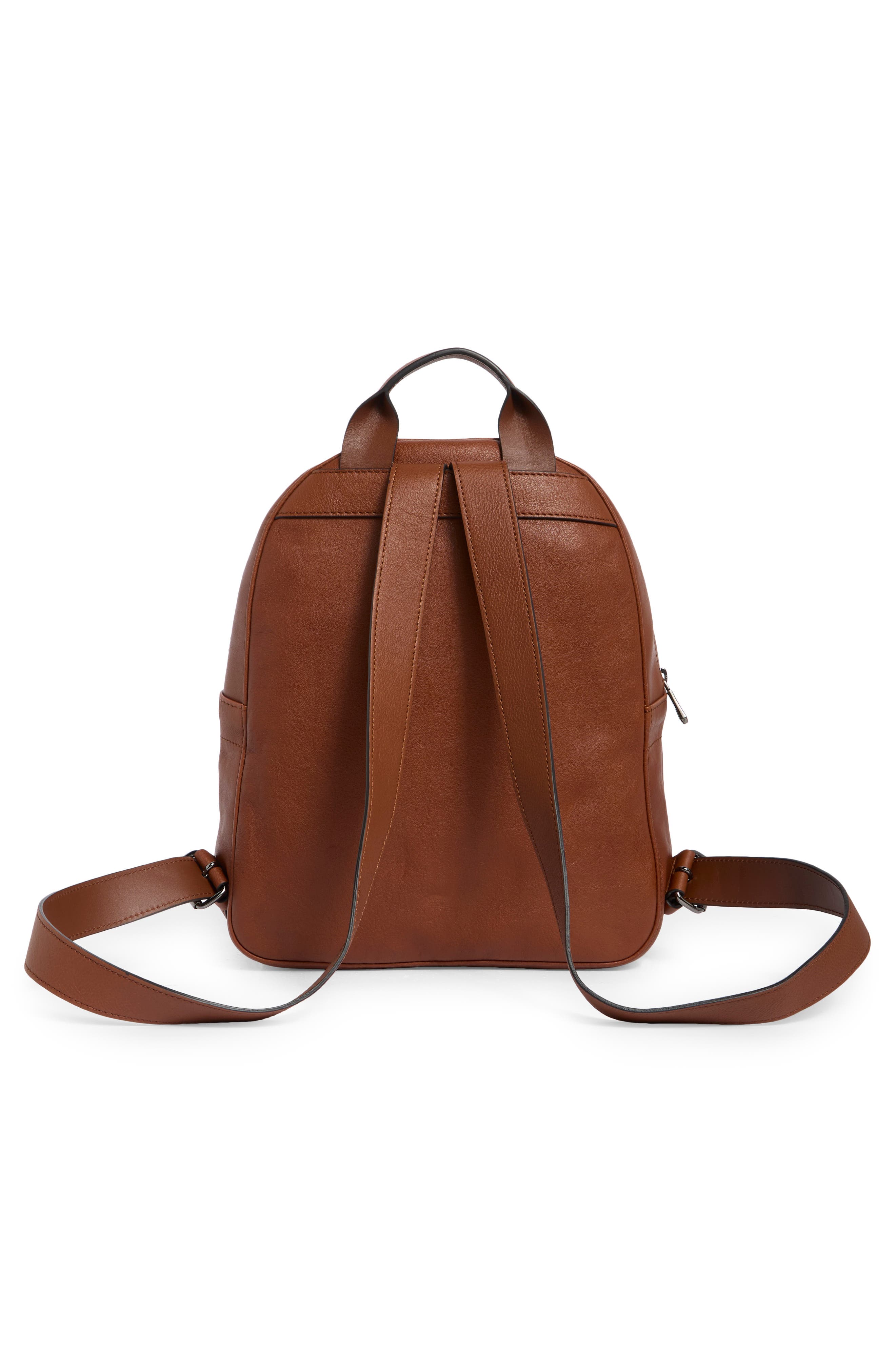Small 3D Leather Backpack, Alternate, color, COGNAC