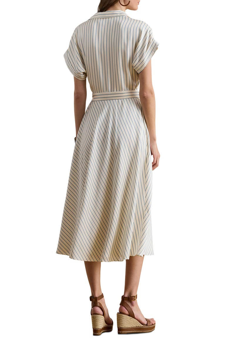 Stripe Twill Dress, Alternate, color, CREAM/ BLUE