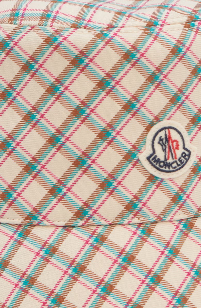 Moncler Archive DNA Plaid Bucket Hat, Alternate, color, Light Brown