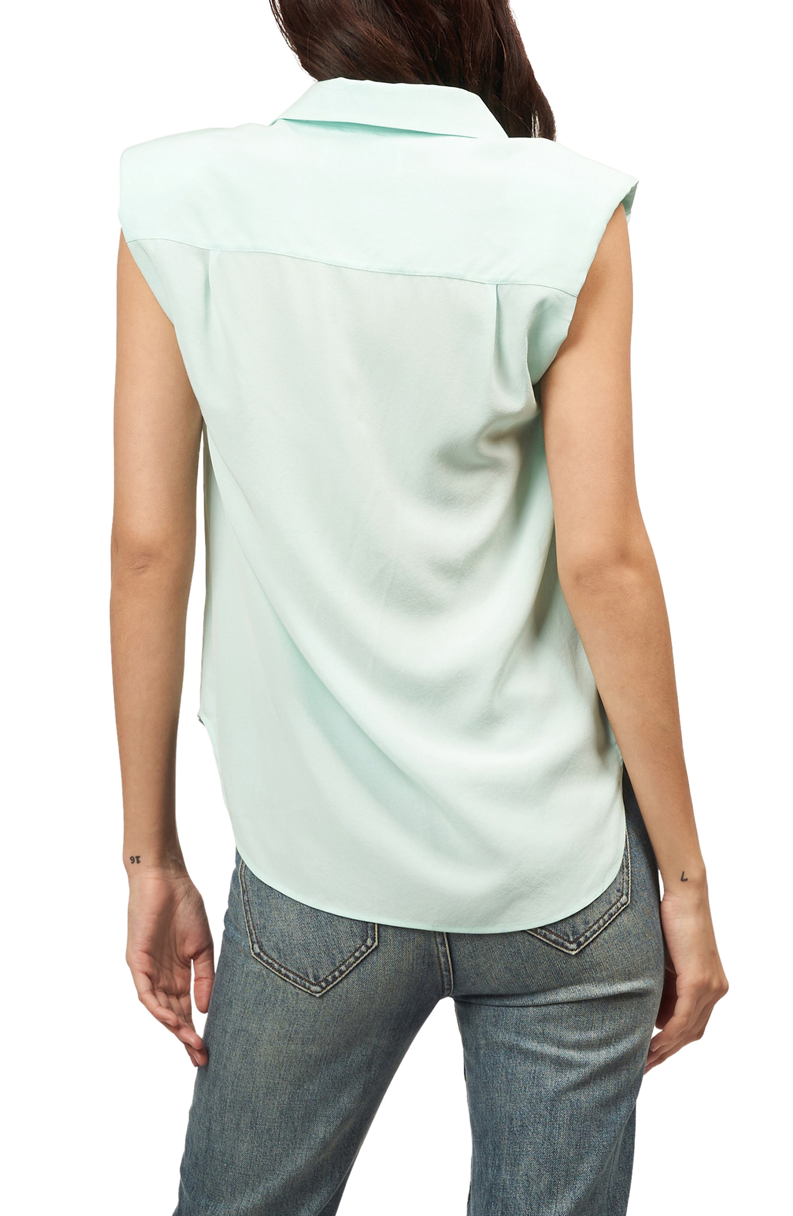 Nataly Padded Shoulder Sleeveless Silk Top - image 2
