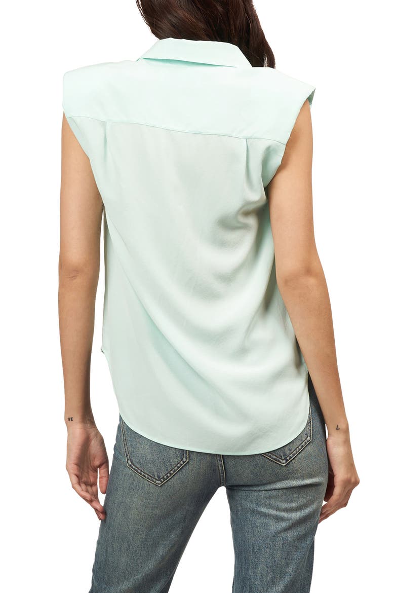 Nataly Padded Shoulder Sleeveless Silk Top, Alternate, color, BLUE LIGHT