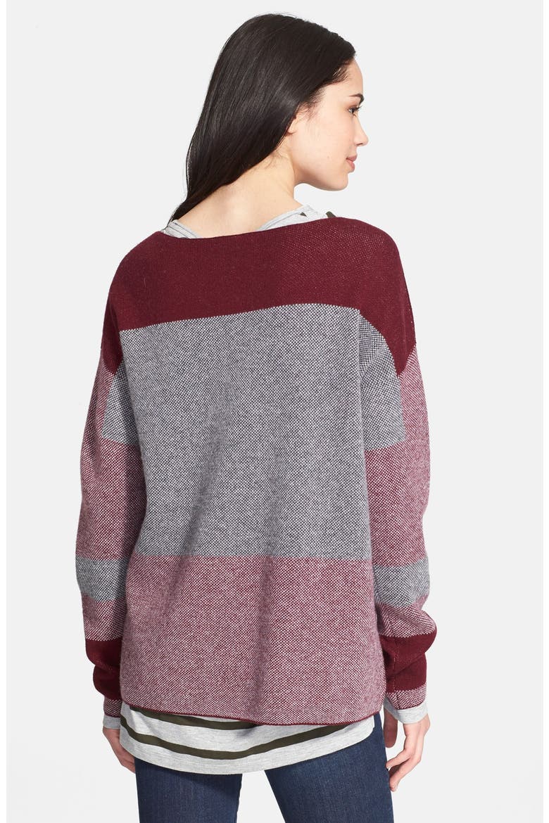 Intarsia Block Sweater, Alternate, color, DARK SCARLET