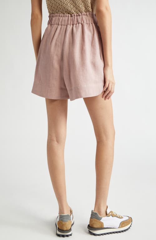 Eleventy Drawstring Linen Shorts In Rose