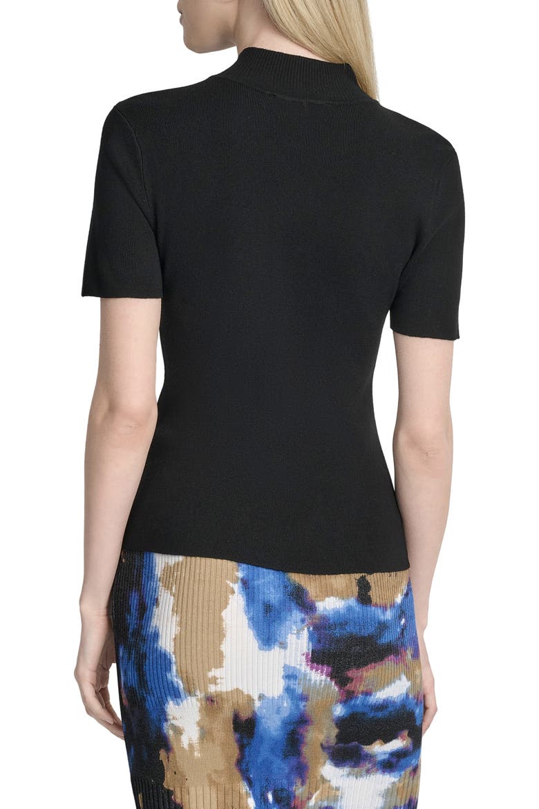 Cap Sleeve Mock Neck Sweater, Alternate, color, BLACK