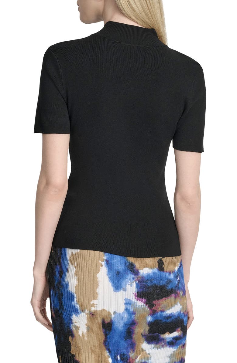 DKNY Cap Sleeve Mock Neck Sweater, Alternate, color, Black