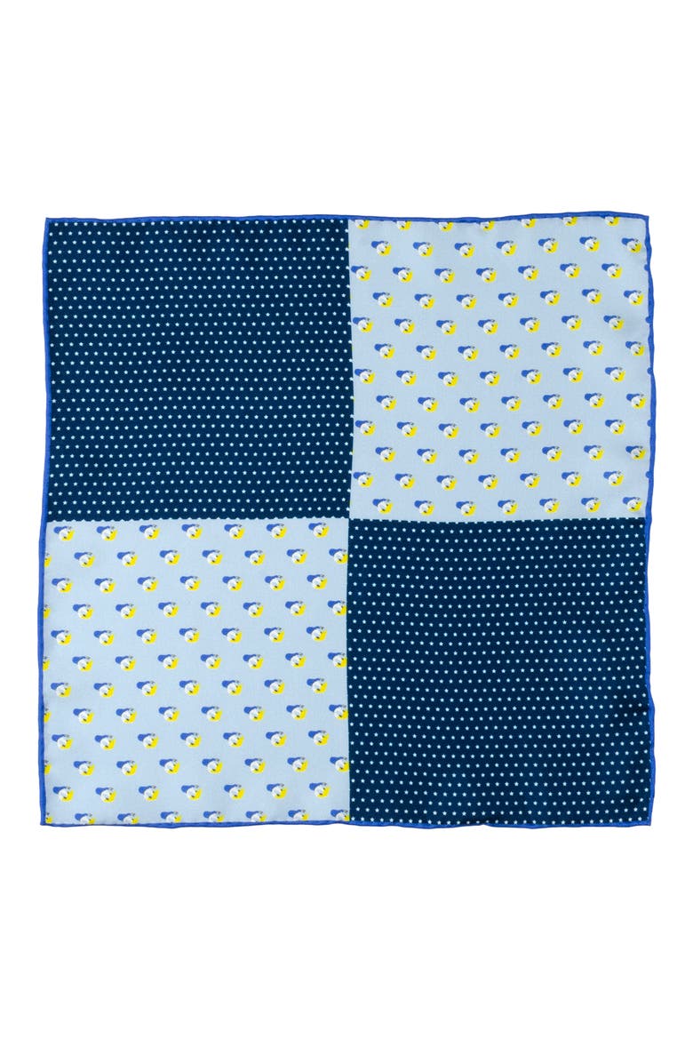 Donald Duck Silk Pocket Square, Alternate, color, BLUE