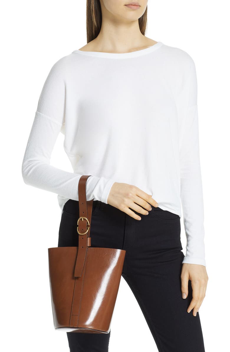 TRADEMARK Small Leather Bucket Bag, Alternate, color,