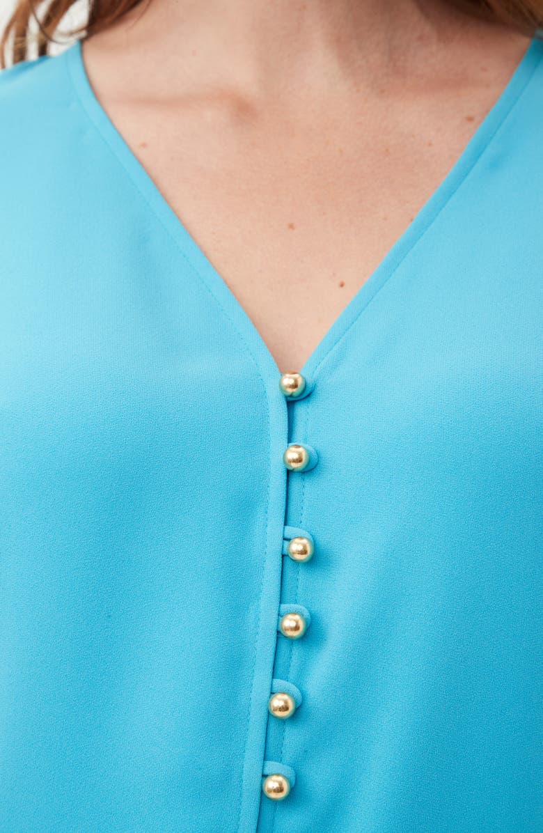 Trina Turk Sail Puff Sleeve Button-Up Top, Alternate, color, Below Deck Blue