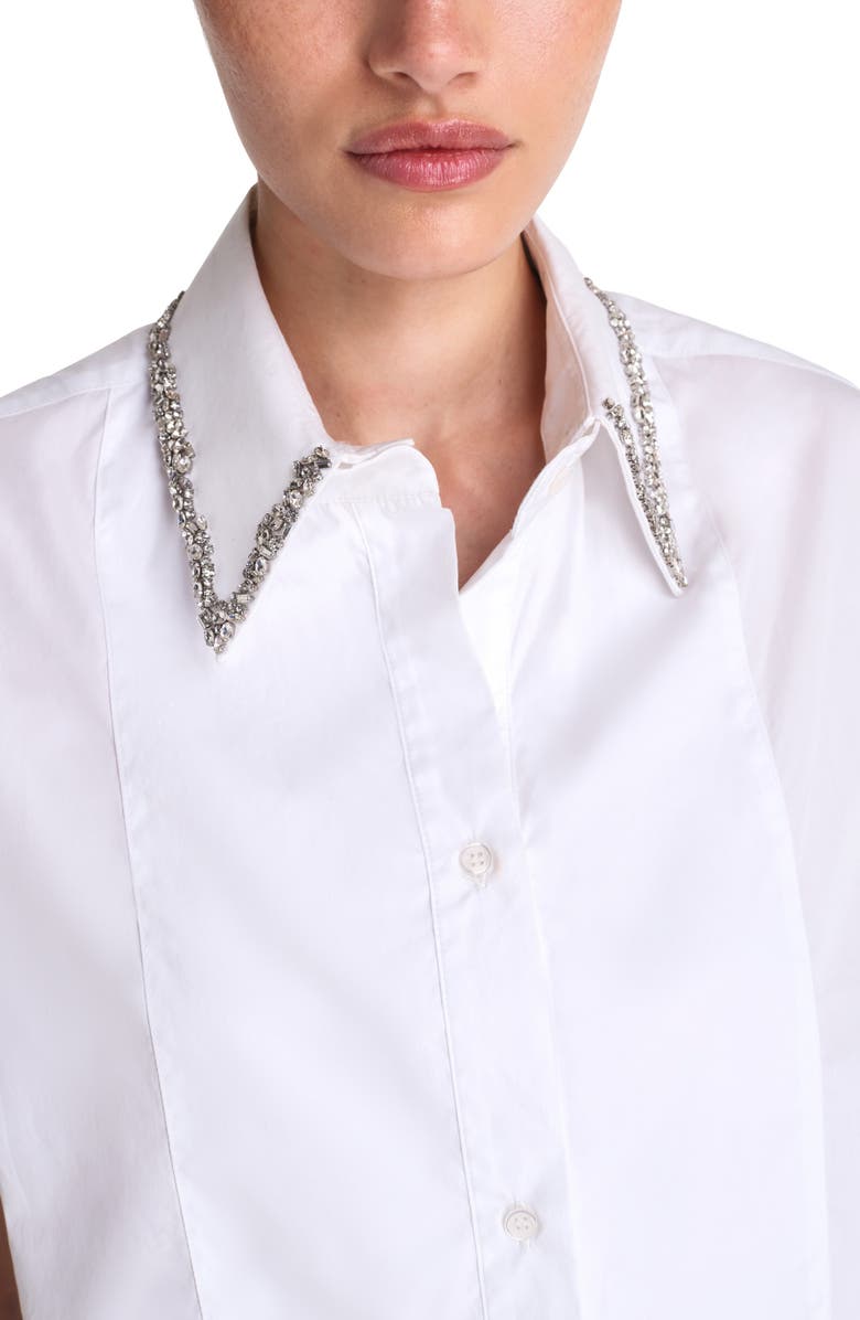 TWP Beaded Collar Cap Sleeve Shirt, Alternate, color, White