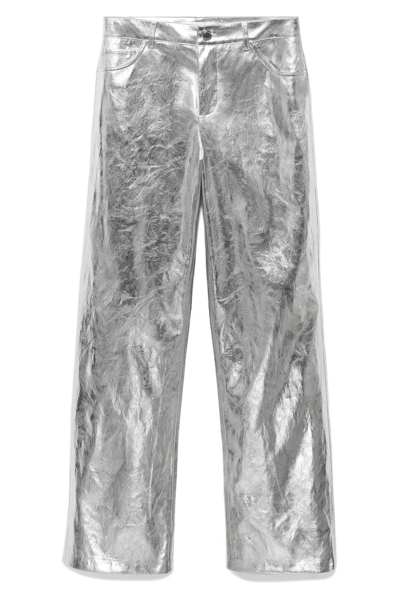 Metalllic Wide Leg Pants, Alternate, color, SILVER
