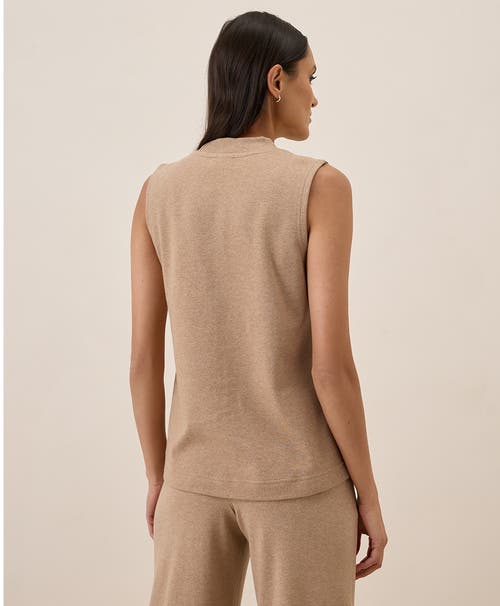 Pact Organic Cotton Airplane Mock Neck Shell In Sesame Heather