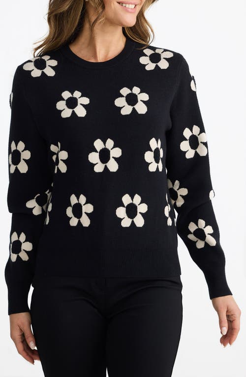 Brave + True Brave+true Flower Crewneck Sweater In Black