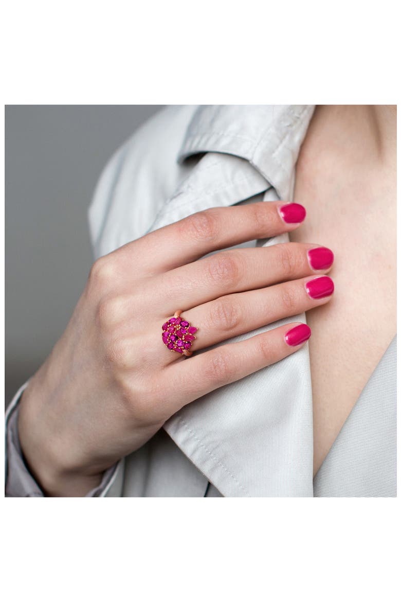 Multi-Shaped Ruby Statement Ring, Alternate, color, RED