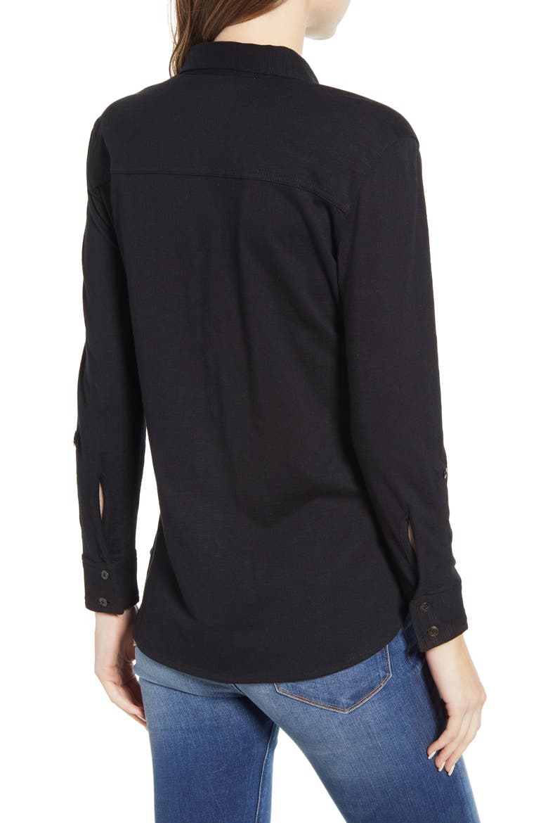 Roll Sleeve Knit Shirt, Alternate, color, BLACK