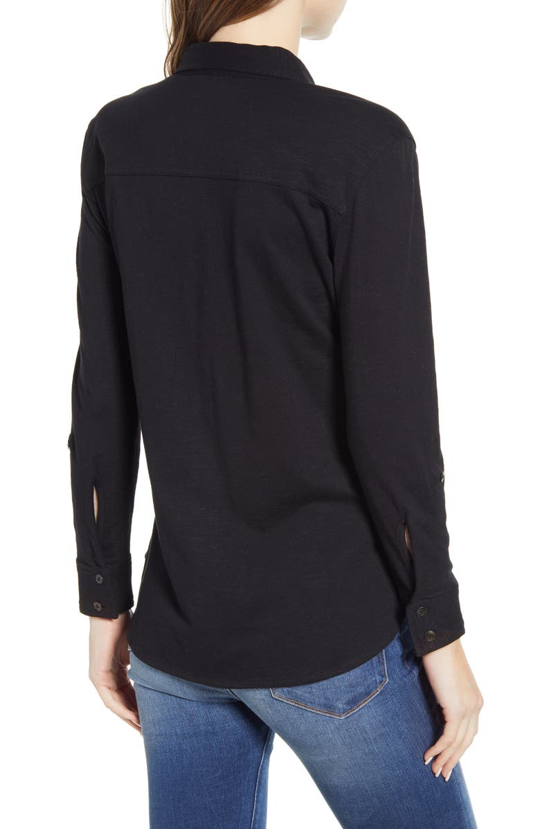 Caslon<sup>®</sup> Roll Sleeve Knit Shirt, Alternate, color, 