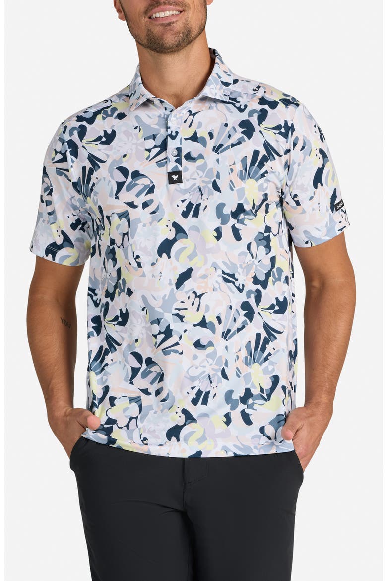 Savannah Swing Abstract Floral Performance Golf Polo, Main, color, SAVANNAH SWING