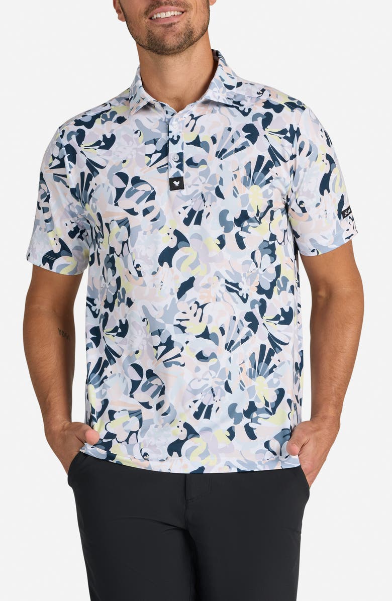 Bad Birdie Savannah Swing Abstract Floral Performance Golf Polo, Main, color, Savannah Swing