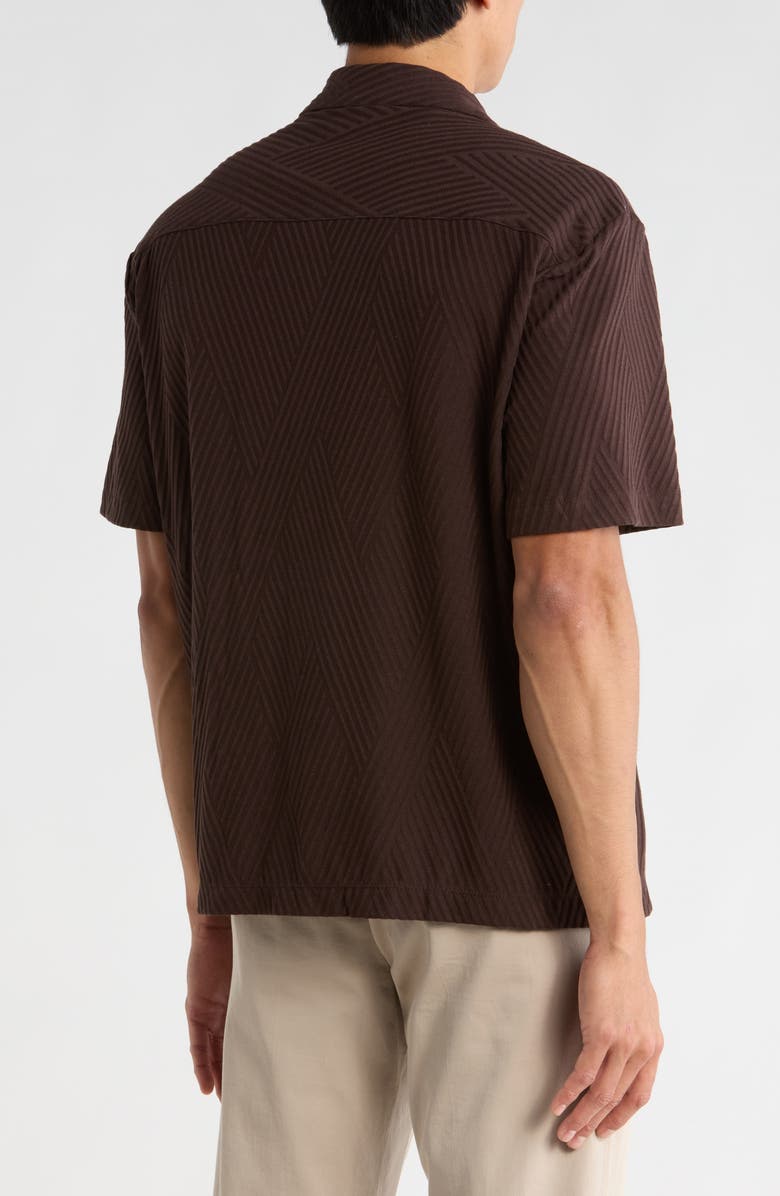 DENIM AND FLOWER Relaxed Fit Textured Short Sleeve Button-Up Shirt, Alternate, color, Chocolate Brown