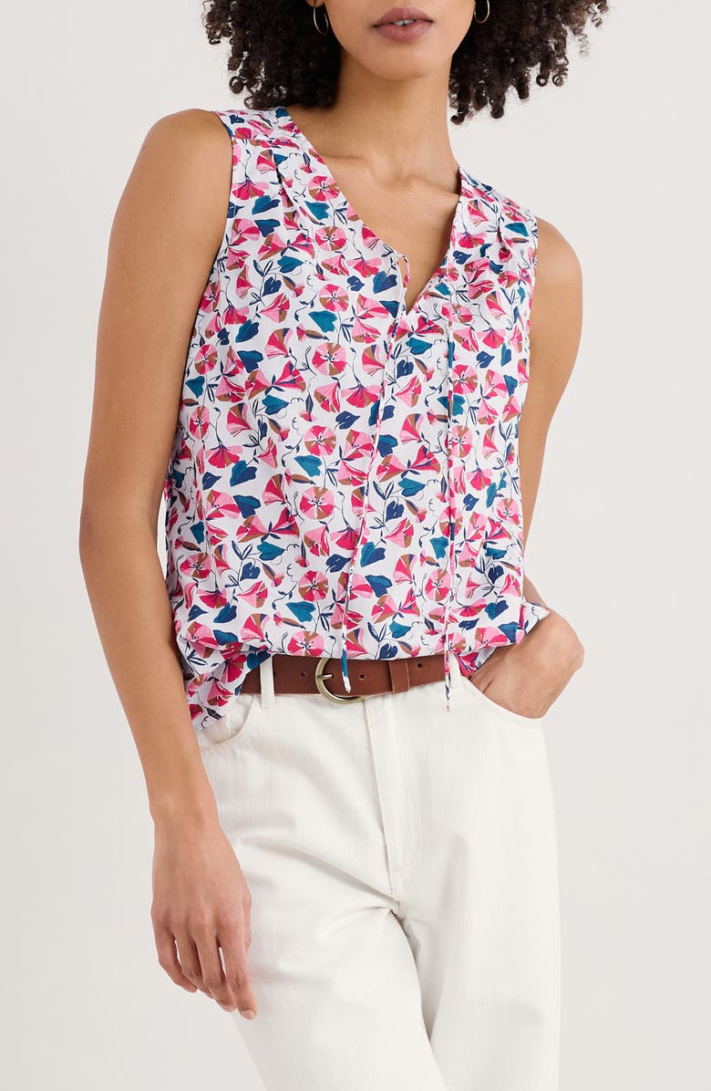 Seasalt Cornwall Cobbs Well Floral Sleeveless Organic Cotton Split Neck Top, Main, color,