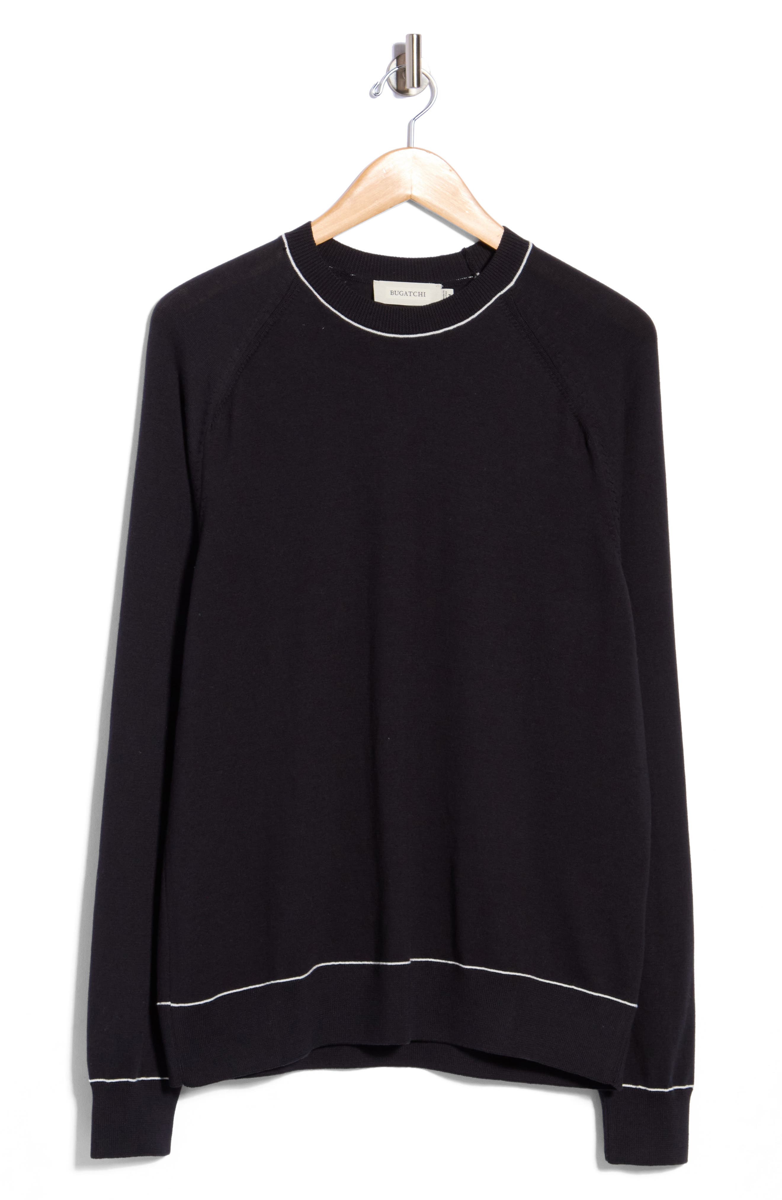 Tipped Cotton Blend Crewneck Sweater
