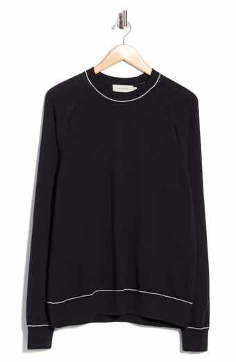 Tipped Cotton Blend Crewneck Sweater