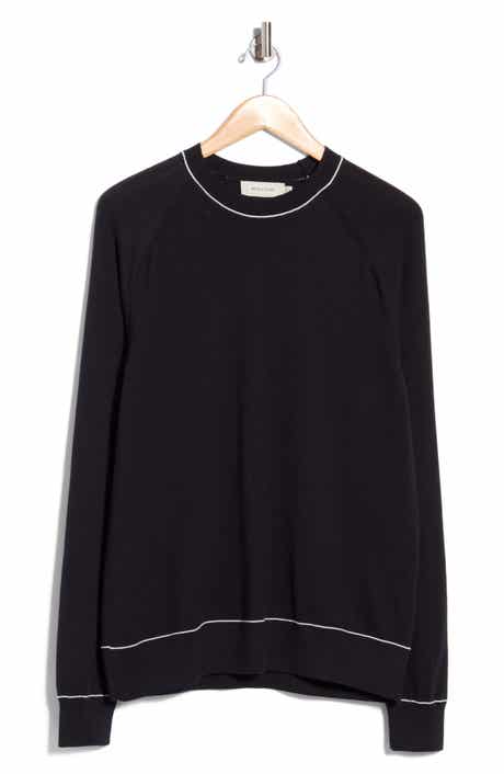 Tipped Cotton Blend Crewneck Sweater