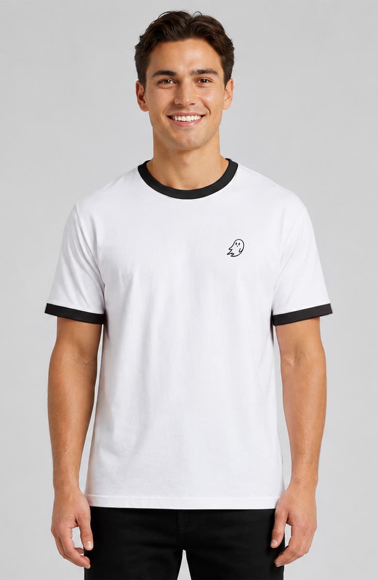 Dalix Mens Ghost Jersey Ringer Tee, Alternate, color, White Black