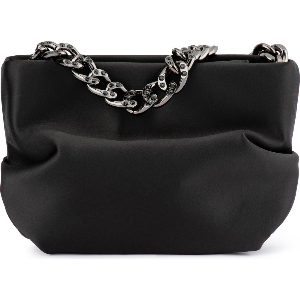 Olga Berg Jule Satin Top Handle Bag In Black