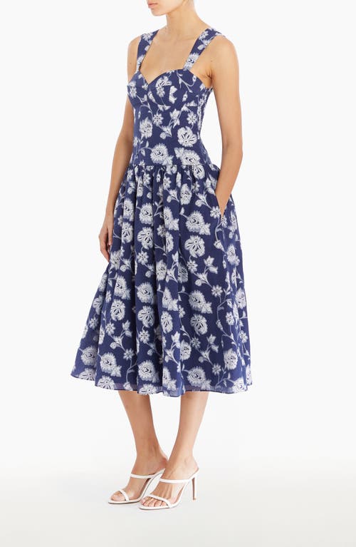 Amanda Uprichard Abernathy Floral Midi Dress In Blue