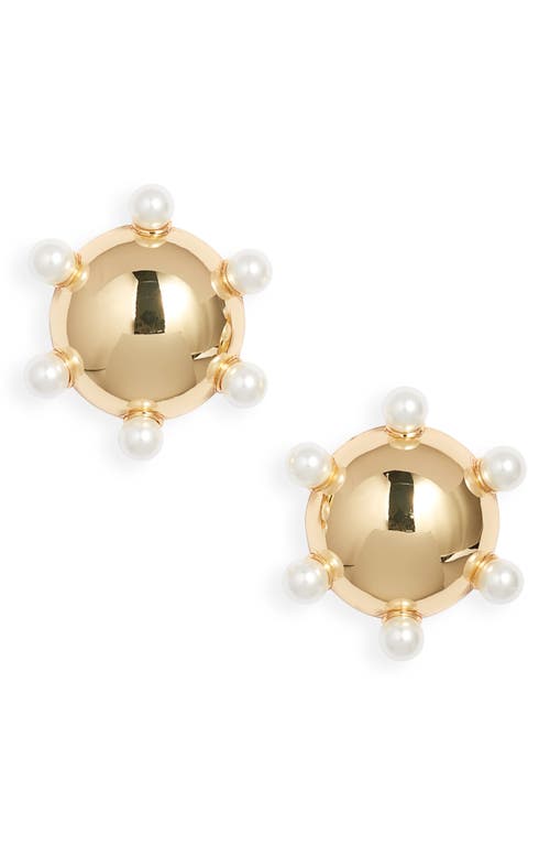 Kenneth Jay Lane Faux Pearl Stud Earrings In Gold