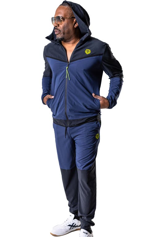 Maceoo Athleticblacknavy Blue Zip Hoodie In Blue