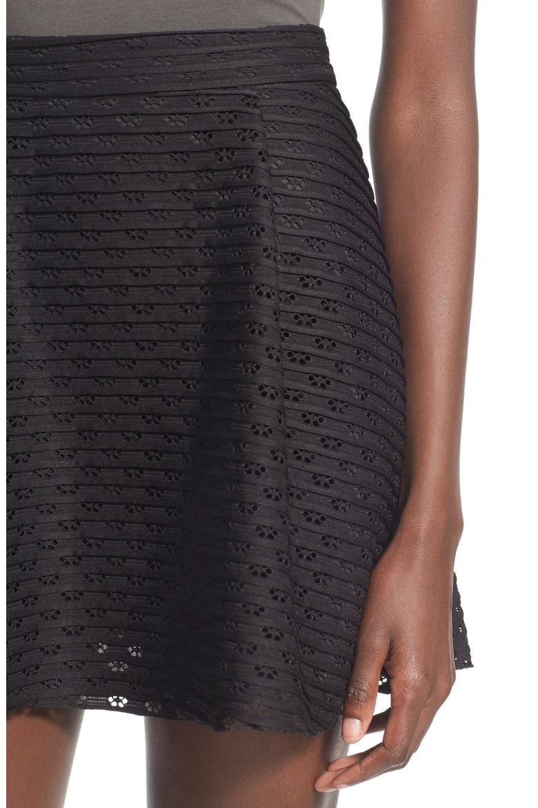 Pleated Fit & Flare Miniskirt, Alternate, color, BLACK