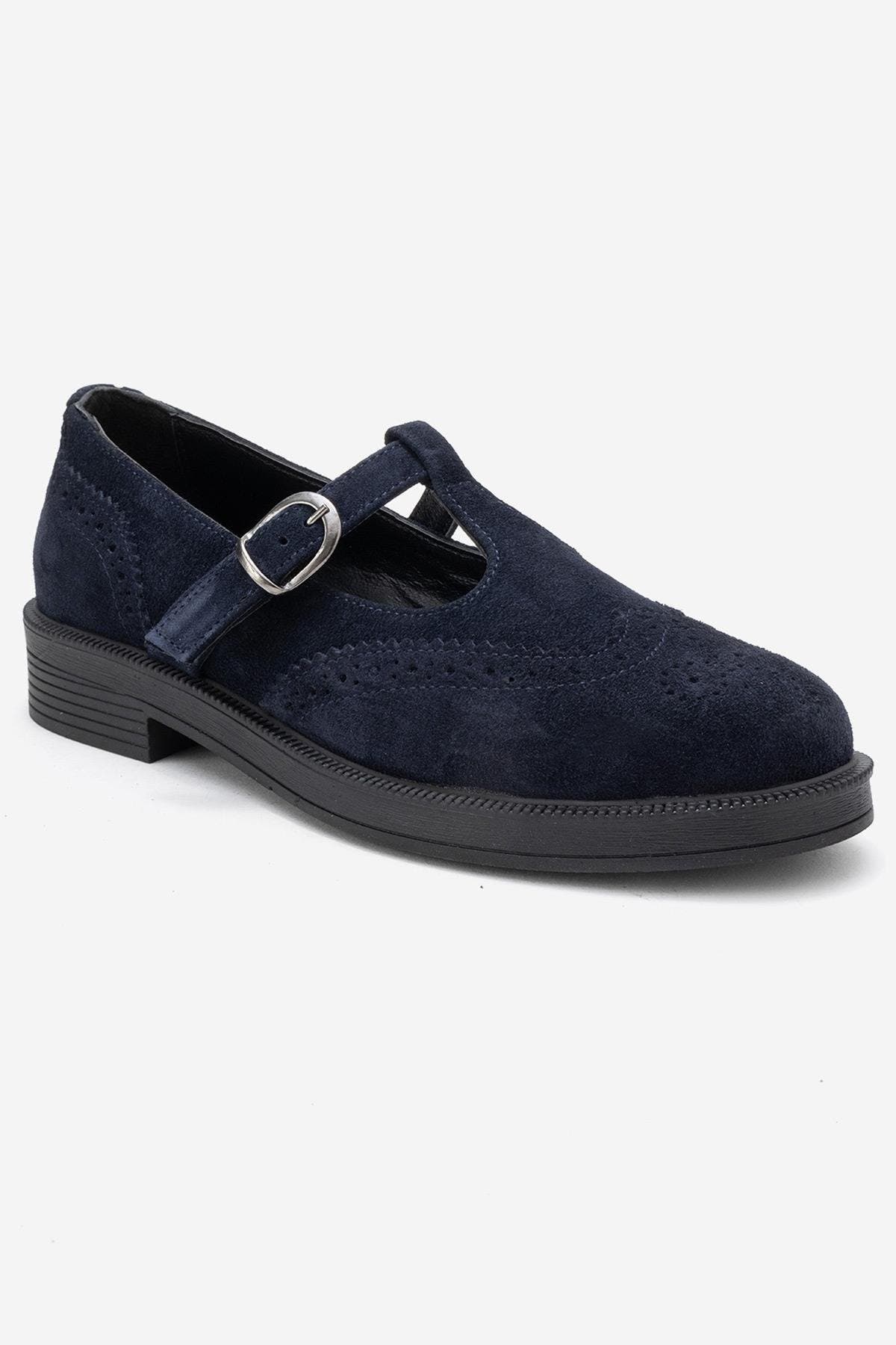 Navy Suede Leather