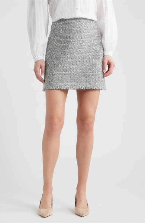 Vatoni Tweed Fringe Hem Miniskirt