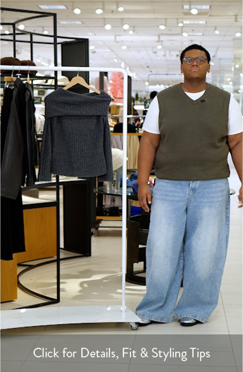 Off the Shoulder Bell Sleeve Merino Wool Blend Sweater, sales video thumbnail