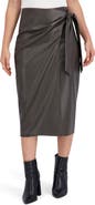 Ookie & Lala Supersoft Faux Leather Side Tie Midi Skirt