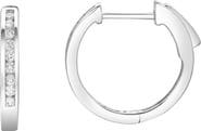 LuvMyJewelry Magnolia Channel-Set Diamond Huggie Hoop Earrings in 14K Gold