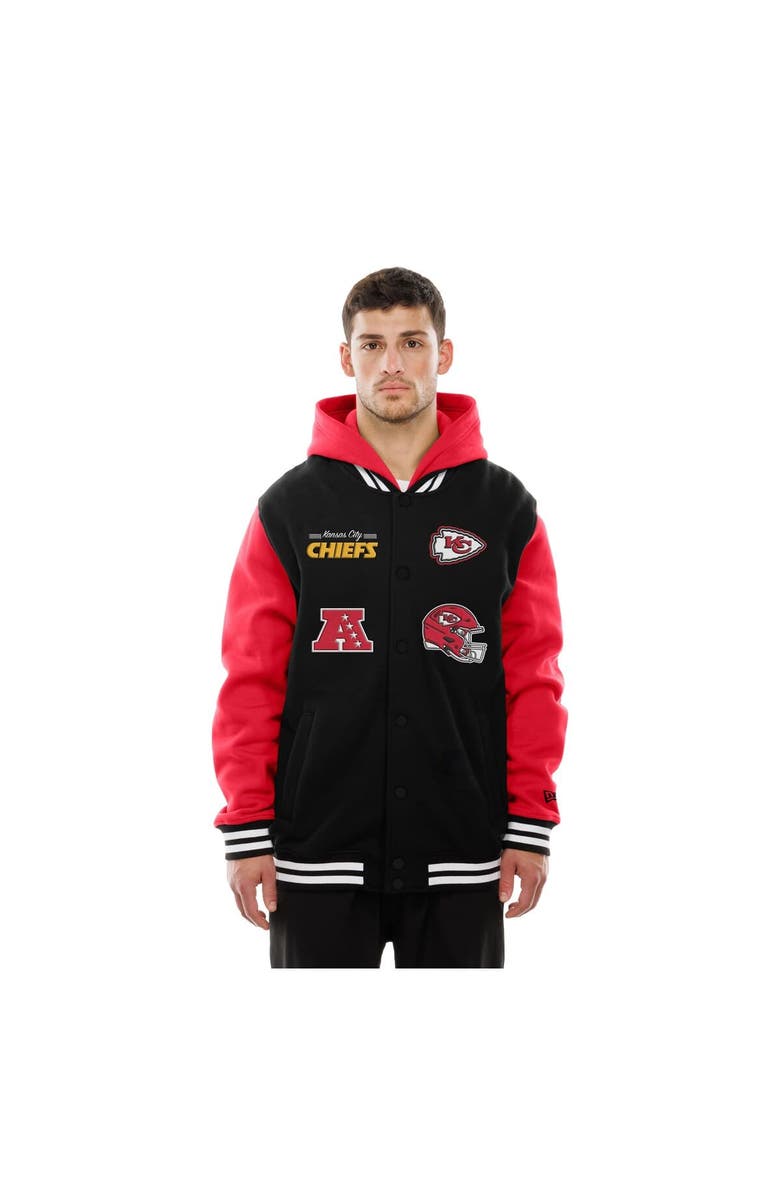 New Era Men's New Era Black Kansas City Chiefs Full-Snap Fleece Hoodie Jacket, Alternate, color, 