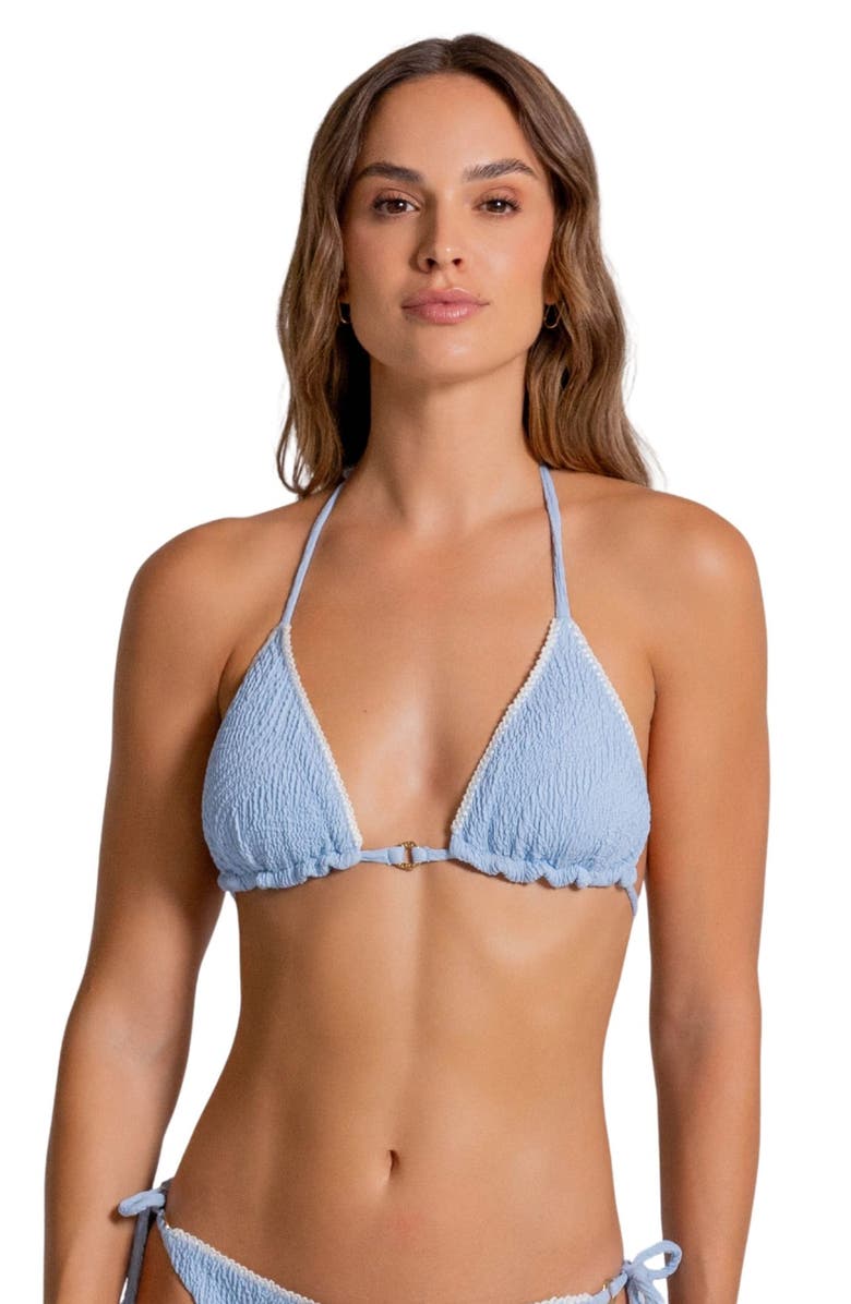 Cosita Linda Blanket Stitch Embroidered Triangle Bikini Top, Alternate, color, Chiffon