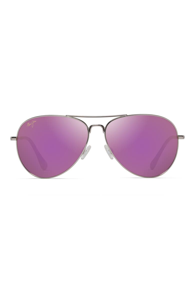 Mavericks 61mm Mirrored PolarizedPlus2® Aviator Sunglasses, Main, color, ROSE GOLD/ MAUI SUNRISE