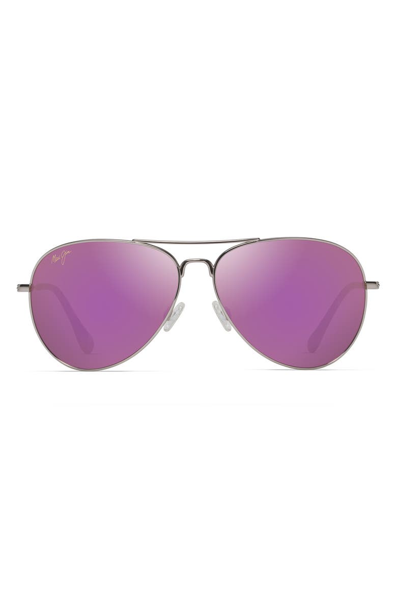Maui Jim Mavericks 61mm Mirrored PolarizedPlus2<sup>®</sup> Aviator Sunglasses, Main, color, Rose Gold/ Maui Sunrise
